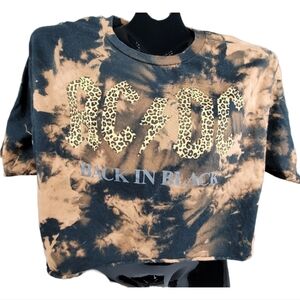 AC DC Rock Band "BACK IN BLACK" Cheetah Logo Crop Tee